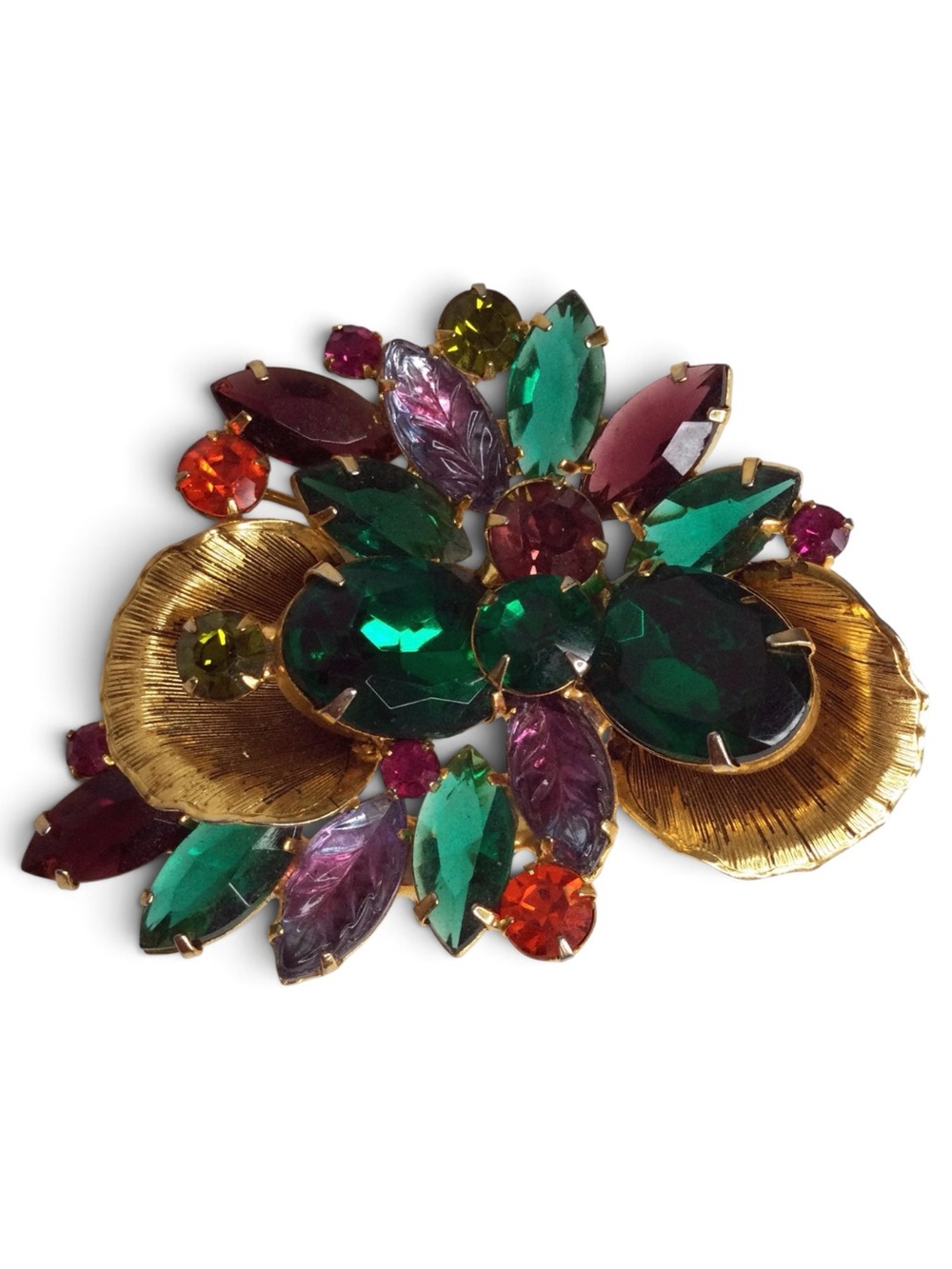 Vintage Juliana D&E Multicolor Rhinestone Floral Spray Brooch - Picture 6 of 12